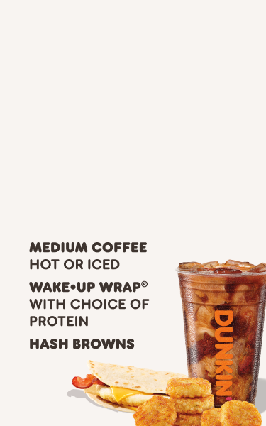 medium coffee hot or iced + sausage, egg & cheese sandwich + hash  browns