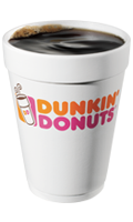 A Dunkinâ Donuts cup of Hot Coffee.