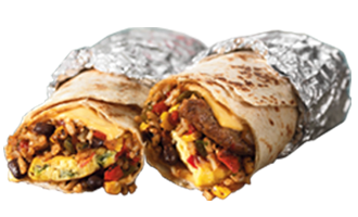 Two Dunkin’ Donuts GranDDe Burritos.